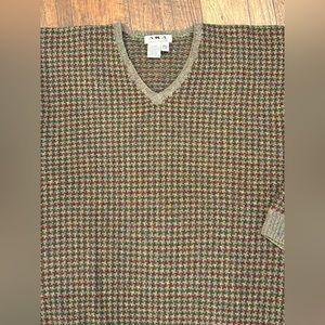 Vintage Eddie Bauer Wool Checker Pattern V Neck Granddad Sweater Mens size L